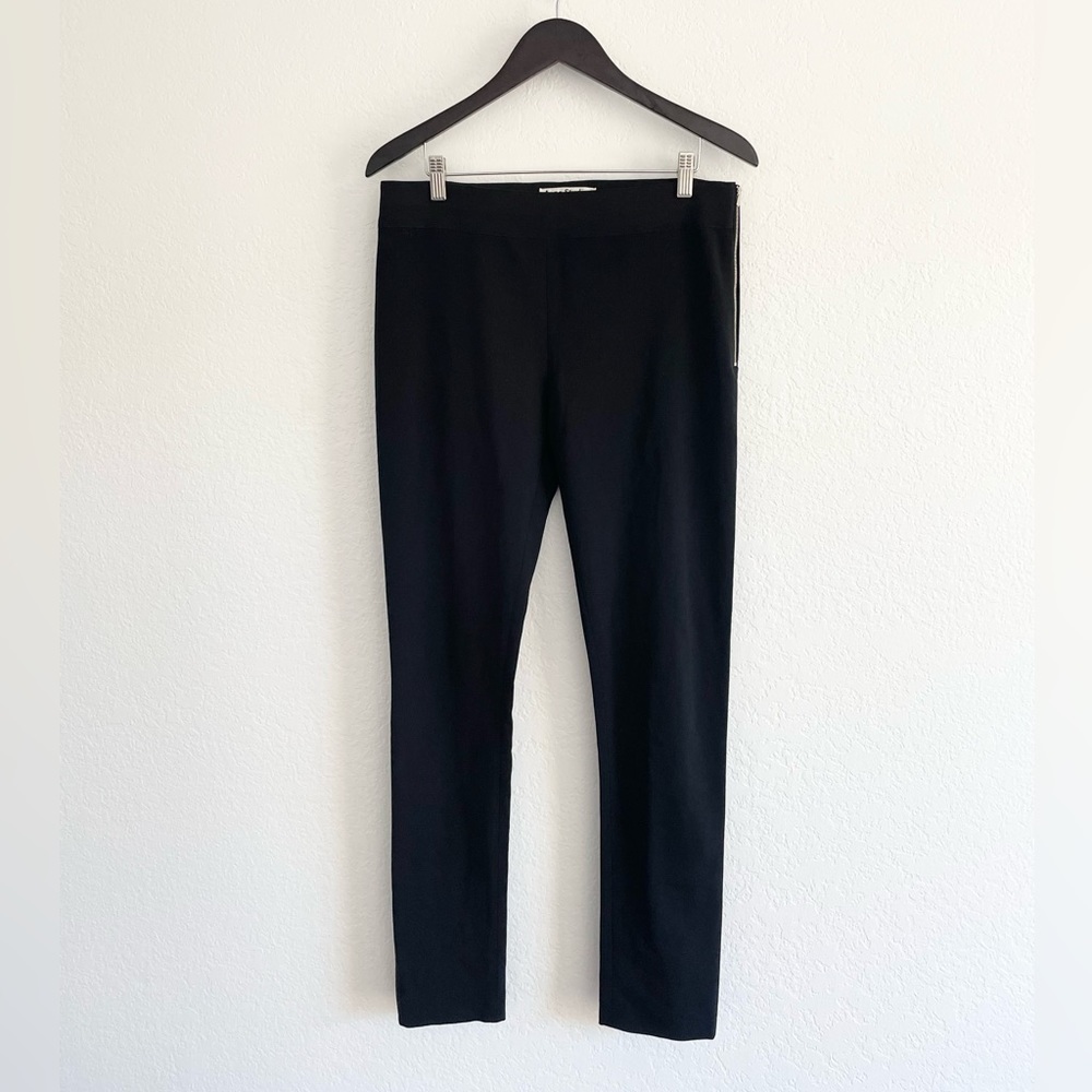 Acne Studios black stretch pant, fitted with slightly cropped leg, Size 8.